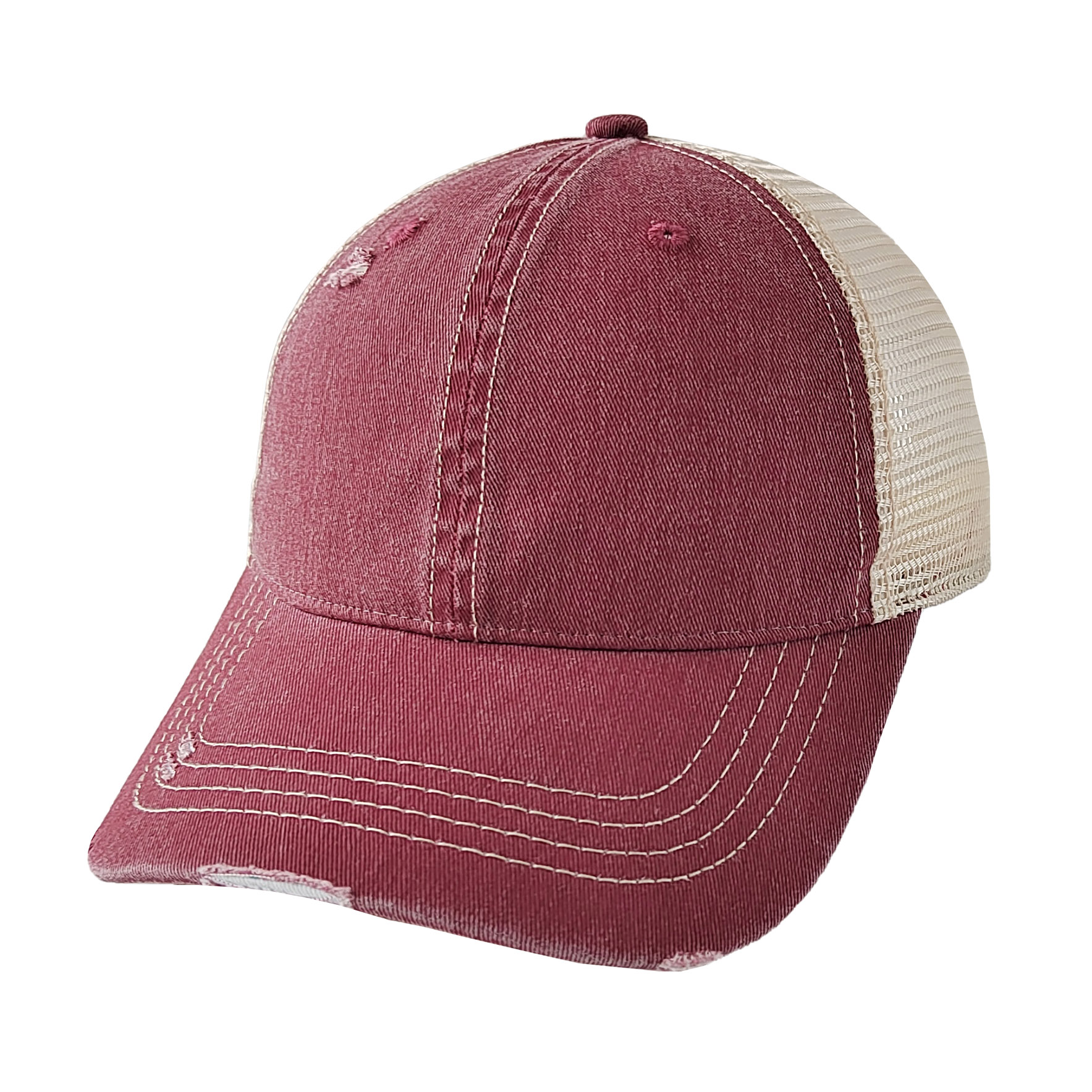 washed coated cotton twill mesh cap wine.jpg